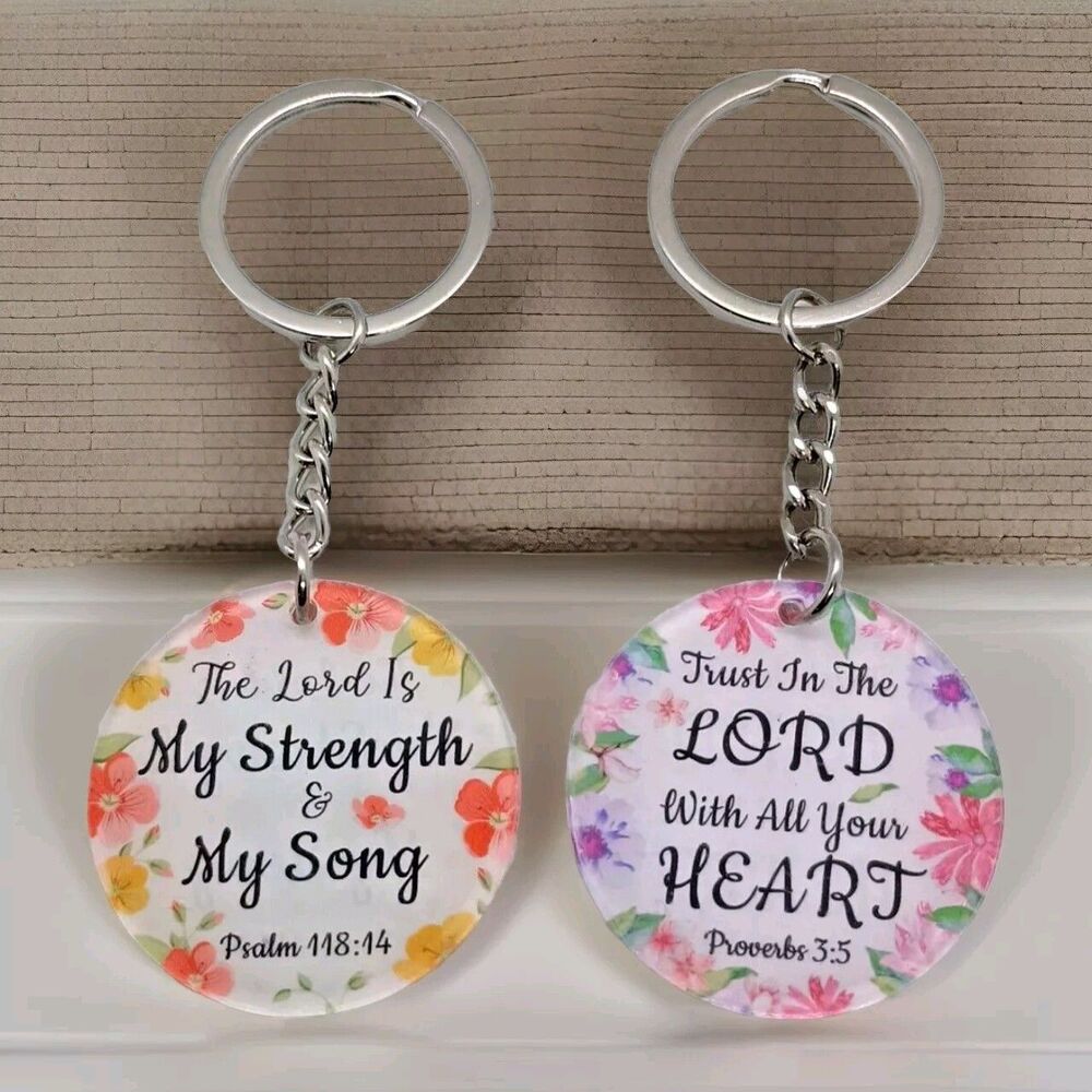 "Trust in the Lord" - Multi Colored Inspirational Bible Verse Keychain Set - New